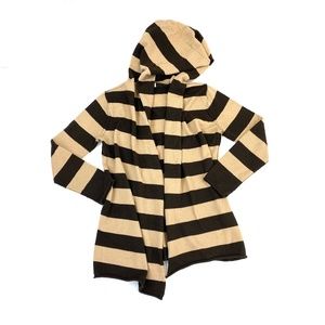 AU NATUREL Browns Hoodie Striped Cardigan Sweater